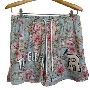 Ryoko Rain Floral Shorts Mens Medium Blue Mesh Varsity "THE ELEVEN" NWOT